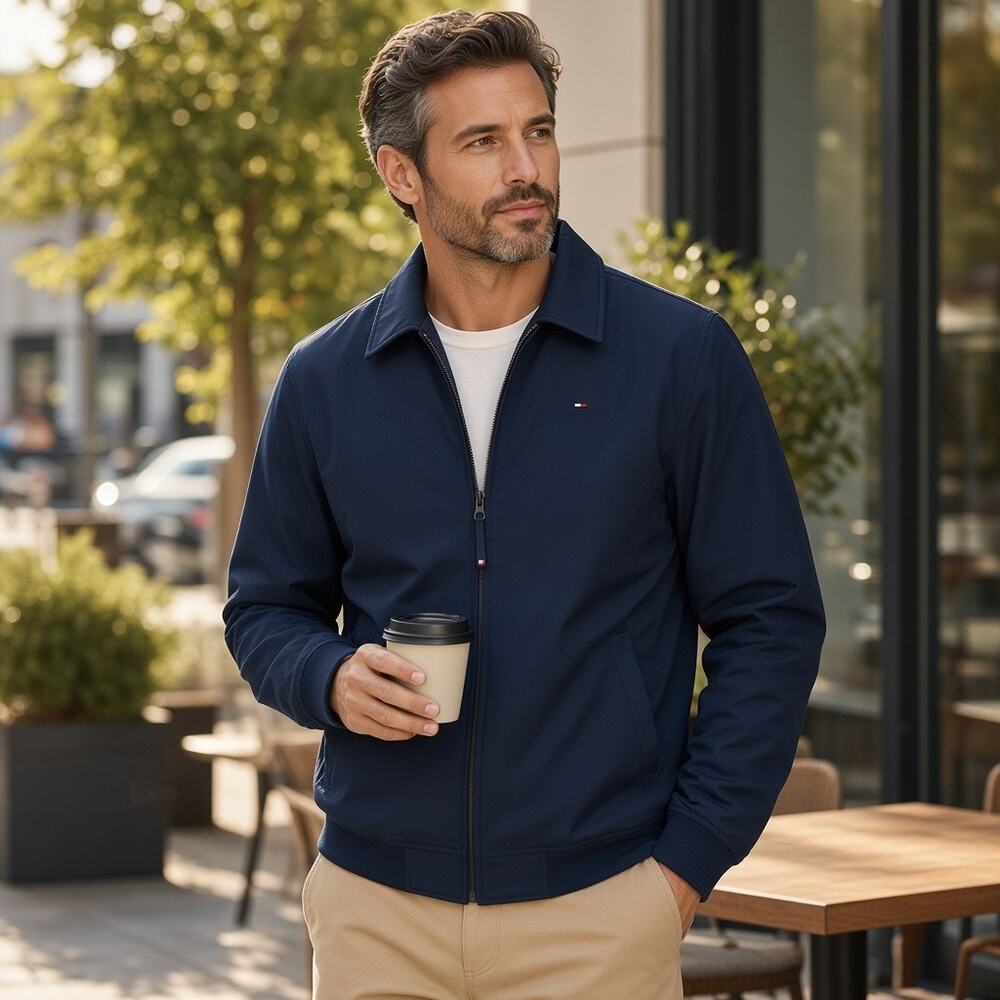 Tommy Hilfiger Men’s Classic Soft‑Shell Bomber Jacket – Navy – Size L – NWT 0006